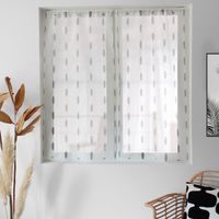 Paire de petits vitrages jacquard motif ovale Noir 60x90 cm