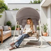 Chaise suspendue avec auvent, balancelle, fauteuil suspendu, chaise de lecture, chaise de détente d'extérieur, beige, fauteuil-hamac, idéale pour jardin et balcon