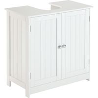 Mueble bajo Lavabo, Mueble de Baño con 2 Puertas y Estante Ajustable, Armario de Baño para Lavabo con o sin Pedestal, Estilo Moderno, 60x30x60 cm Blanco