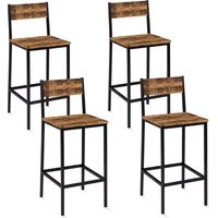 Lote de 4 taburetes de bar DAYTON con respaldo silla de cocina de diseño industrial