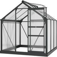Serra in policarbonato 3,65 m² 190 x 192 x 201 cm resistente ai raggi UV con base e grondaia rinforzate - Grigio