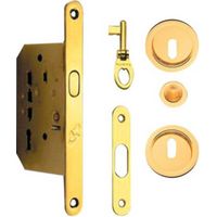 KIT MANIGLIE TONDO PORTA SCORR C/CHIAVE ORO