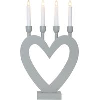 Chandelier en forme de cœur « Dala » de Star Trading en bois de pin, 4 lumières, ampoules E10 remplaçables, gris, H 45 cm