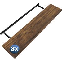 CASARIA® Set of 3 110cmx23cm Floating Shelf Including Bracket Wall Shelving Living Room Kitchen Bedroom Office 38mm Thick Hidden Wall Fixing 15kg Capacity MDF 110cm dunkle Eiche (de)