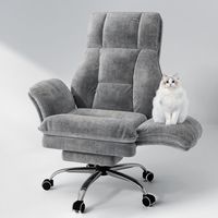 Chaise de bureau ergonomique - Chaise gaming avec repose-pieds, dossier inclinable jusqu’à 135°, pivotante, accoudoirs rabattables, dossier haut-Gris foncé
