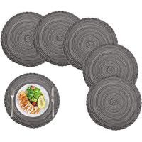 Sets table ronds tressés lot de 6, antidérapants, lavables, doubles fonctions sous-verres