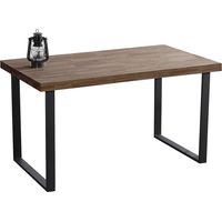 Table à manger rectangulaire en bois coloris chêne américain / pieds noir - Longueur 140 x profondeur 80 x hauteur 76 cm -PEGANE-