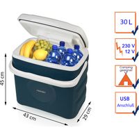 Thermoelektrische Kühlbox ARENDAL in blau 30 Liter 12/230 Volt - USB Anschluß