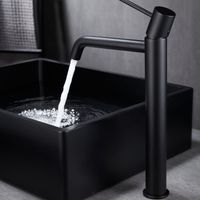 Imex - Grifo Monomando Lavabo Caño Alto Negro Serie Monza