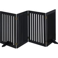 Relaxdays – Barrière de sécurité pliable pour chiens – 4 panneaux – Dimensions HxL : 92 x 206,5 cm – MDF noir – Installation flexible avec pieds