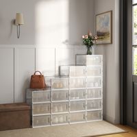 Songmics – Boîtes à chaussures transparentes – Lot de 18 – Organisateur empilable jusqu'à la pointure 44 – Dimensions 33,5 x 23,2 x 14,3 cm