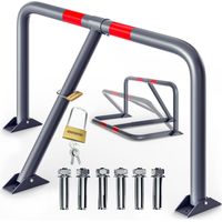 Barrière de parking rabattable en acier thermolaqué – Dimensions 80x47x44 cm – Verrouillable avec cadenas – Bandes réfléchissantes