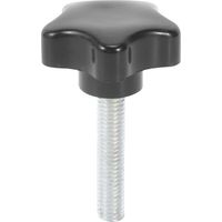 M8 x 40 mm Sternkopfschraube mit Flügeln, Griff und Feststellknopf, schwarz