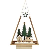 TrendLine Deko Aufsteller Holz Weihnachtsdorf 20 x 5 x 32 cm grün weiß Figur