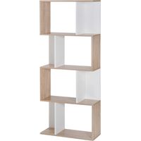 Libreria Design 4 Ripiani Legno Moderna 60x24x148cm