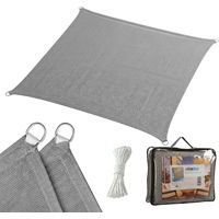 Relaxdays Sonnensegel, 2x2 m, HDPE, atmungsaktiv, Segel Garten & Balkon, Segeltuch Spannseile, quadratisch, dunkelgrau