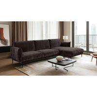 Ecksofa Designersofa MADISON XL in Stoff Dress Me Braun Ottomane Rechts