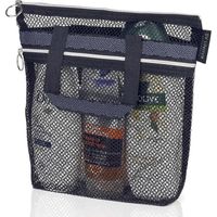 Bolsa de ducha de malla de 10.2 x 9.9 pulgadas, de secado rápido, con cremallera y 2 bolsillos. Bolsa de ducha portátil, ideal para el gimnasio, viajes, campamento, playa, para protector solar o