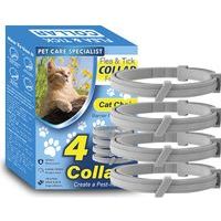 Lot de 4 colliers anti-puces et anti-tiques pour chats et chiens, traitement anti-puces et anti-tiques, conception imperméable, taille réglable, protection d'une durée de 8 mois,