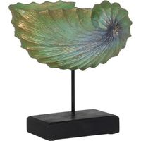 Statue déco à poser escargot de mer en bois d'albasia et métal 30x12x30cm