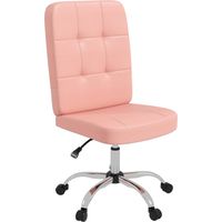 Silla de Oficina sin Brazos Silla de Escritorio Giratorio de Piel Sintética con Altura Ajustable 45x59x90-100 cm Rosa