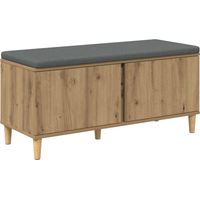 Vidaxl – Banc d'entrée en bois d'ingénierie 100 x 38 x 46 cm – Coussin anti-glisse – Grand espace de rangement – Pieds coniques robustes