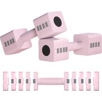 Manubrio Set 2 da 5 kg Pesi Quadrati Antiscivolo Piastre Rimovibili Acciaio ABS Rosa 32x9x9 cm