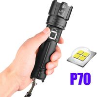 Lampe torche LED ultra-lumineuse, 500 000 lumens, rechargeable, lampe torche tactique USB, XHP70.2, étanche IP67, 5 modes d'éclairage, zoom, idéale pour le camping, la randonnée et les situations d'ur