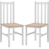 Sillas de cocina y comedor madera pino blanco 2 uds con respaldo listones 38,5x47,5x99 cm