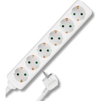 REV 0512392555 Multipresa a 6 Prese, Cavo 5 m, Massimo 3500 W, Bianco, 5m