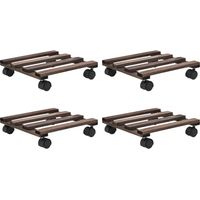 Vidaxl – Support roulant à plantes en bois de cèdre 4 pcs 25 x 25 cm – Roulettes pivotantes 360° – Capacité 3 kg – Compact et durable