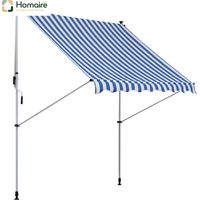 HOMAIRE Markise Gelenkarm höhenverstellbar Aluminium Blau/Weiß Terrasse Balkon