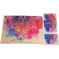 Kit de Housse de Couette et Taies d'Oreiller Style Bohème, Impression Décorative pour Literie et Décoration Maison 220x240cm