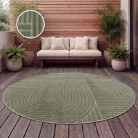Paco Home Outdoor Teppich Wetterfest Balkon Wohnzimmer Skandinavisches Boho Einfarbig Grün 160 cm Rund