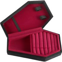 Mini-kistvormige gotische sieradendoos, pluche fluweel, kleine sieradenorganizer voor ringen, oorbellen, kettingen, armbanden, unieke kist-sieradendoos