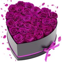 VEVOR 27 Rosas Eternas en Caja con Forma de Corazón, Ramo de Flores Preservadas, Regalo para Esposa, Madre, Pareja, Boda, Día de la Madre, San Valentín, Navidad, Morado Oscuro, 223 x 231 x 140 mm