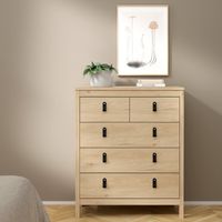 Dmora - Kommode Jeanine, Mehrzweckkommode, Schlafzimmerkommode, Schrank mit Schubladen, 82x38 h99 cm, Eiche