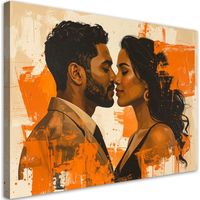 Quadro su tela Coppia innamorata in una composizione arancione calda 45x30