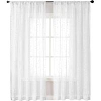 Voilage brodé translucide 2 pièces - 140x180cm - Motif étoiles blanches - Pour chambre à coucher