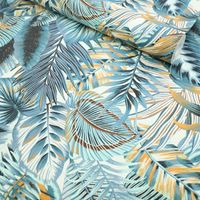Papier peint vinyle sur intissé – Néo Jungle – Feuilles exotiques bleues – 53 cm x 1005 cm – Lessivable et imperméable – Rasch