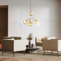 Hängeleuchte Pendellampe antik Glaskristalle goldfarben H 130 cm Wohnzimmer Schlafzimmer