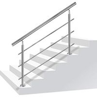 Edelstahl-Handlauf Geländer Treppengeländer mit 2 Pfosten für Balkon Treppen Innen und Außen - 80cm 3 Querstreben NAIZY