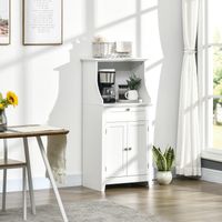 Mobile Cucina per Microonde avec Tiroir et Armoire 2 Portes, 60x40x122.5 cm, Blanc