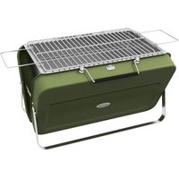 Grill de table au charbon avec bac à charbon, grille de cuisson et poignée, pour pique-nique et jardin, en acier inoxydable vert
