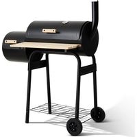 Fumador de carbón - COOKINGBOX - Dos fogones cilíndricos - Acero - Mangos de madera - Chimenea vertical