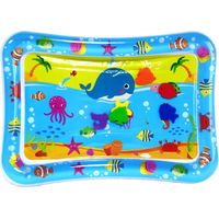 Tummy Time Water Mat for Baby Boys Girls PVC Inflatable Water Play Mat for Infants Toddlers Fun Play-Square Whale-