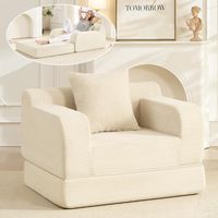 WUMAGIN - Canapé convertible - 1 Place - 100x170x67cm - Apportez un coussin - Conception ergonomique - Tissu en velours côtelé - Aucun assemblage requis - Pour Salon, Chambre - Blanc