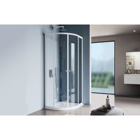 Box doccia rettangolare stondato 70x90 cm con profili in alluminio bianco e finitura pannelli trasparente - America
