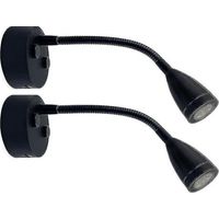 Lampe de lecture LED 12-24 V réglable avec chargeur USB, lot de 2, pour camping-car, camion, caravane et chevet – noir, marque ACKERMAN
