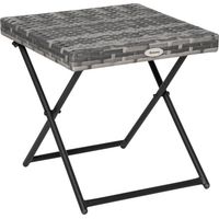 Table basse pliable de jardin style cosy chic dim. 40L x 40l x 40H cm métal époxy résine tressée imitation rotin gris